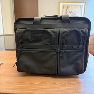 TUMI ALPHA DELUXE 26103DH Black Ballistic Nylon Rolling Briefcase